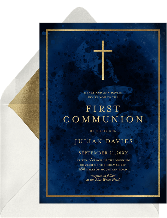 First Communion Religious First Holy Communion Navy Gold First Holy 