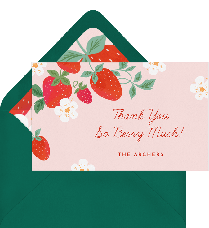 Funky Script Wedding Thank You Card - Berry Berry Sweet