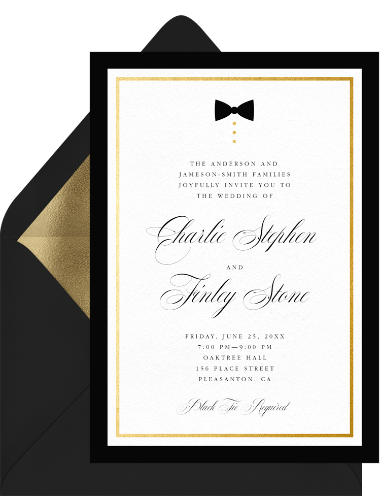 Black Tie Wedding Invitation
