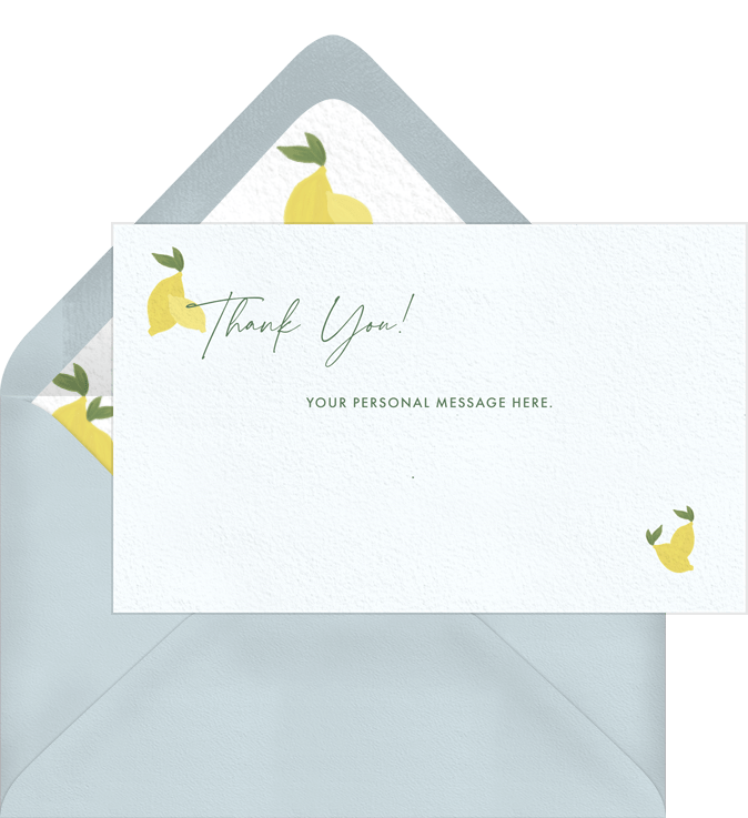 Dainty Lemons Thank You Notes in Blue | Greenvelope.com