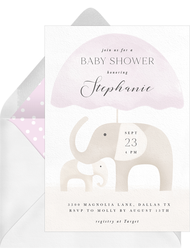 Carte D'invitation De Fête De Naissance Avec éléphant