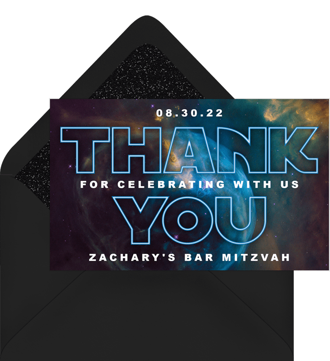 Stellar Night Bar Mitzvah Thank You Card