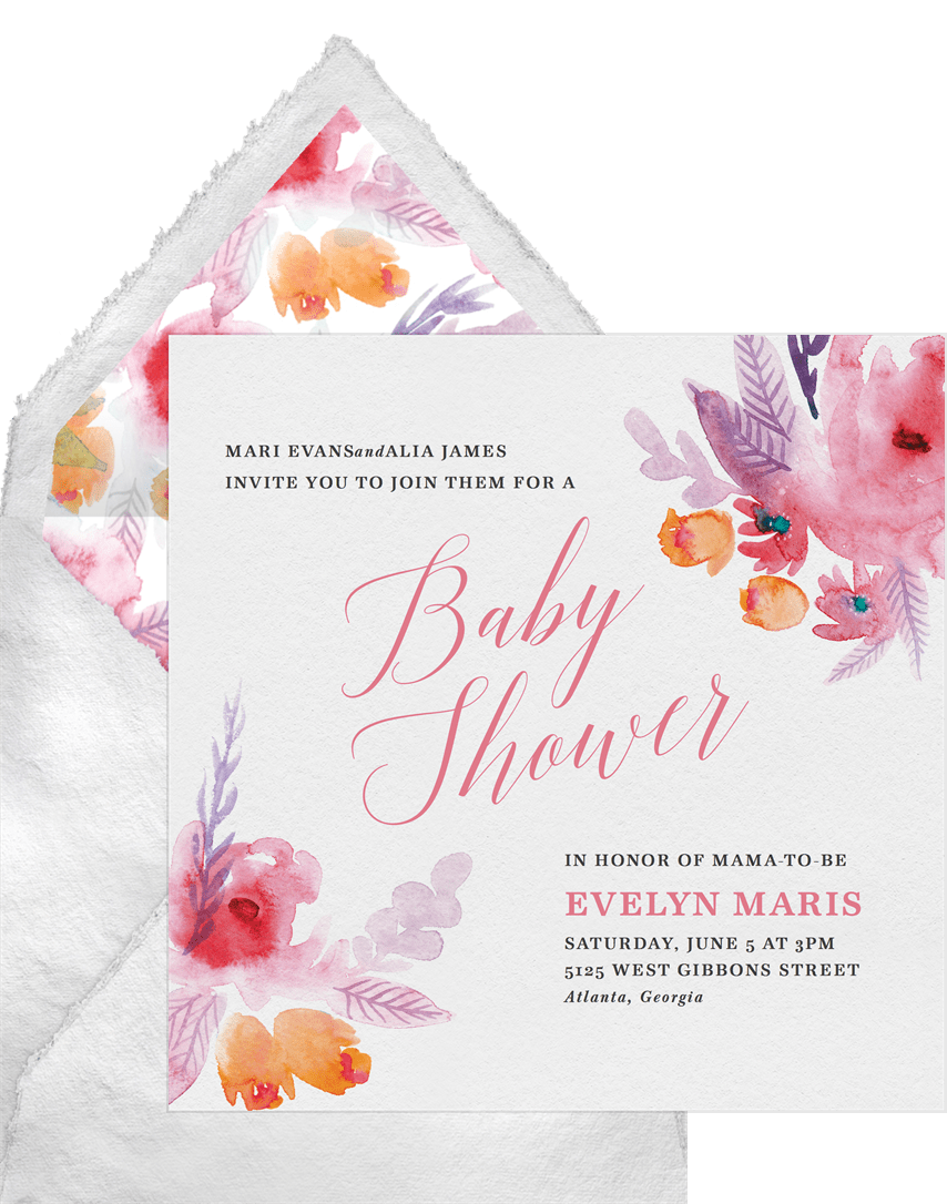 In full bloom cheap baby shower invitations