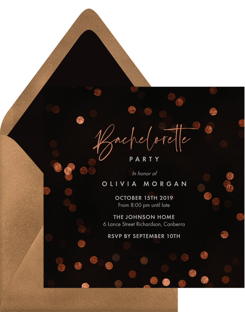 Shimmery Bokeh Invitations in Black | Greenvelope.com