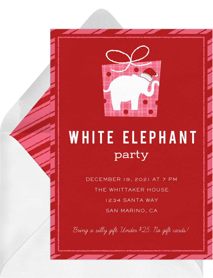 Free White Elephant Gift Exchange Holiday Party Communication Templates